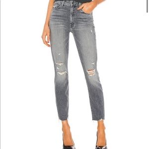 MOTHER Gray Jeans - High Waisted Looker Ankle Nick Fray in Ace Of Spades